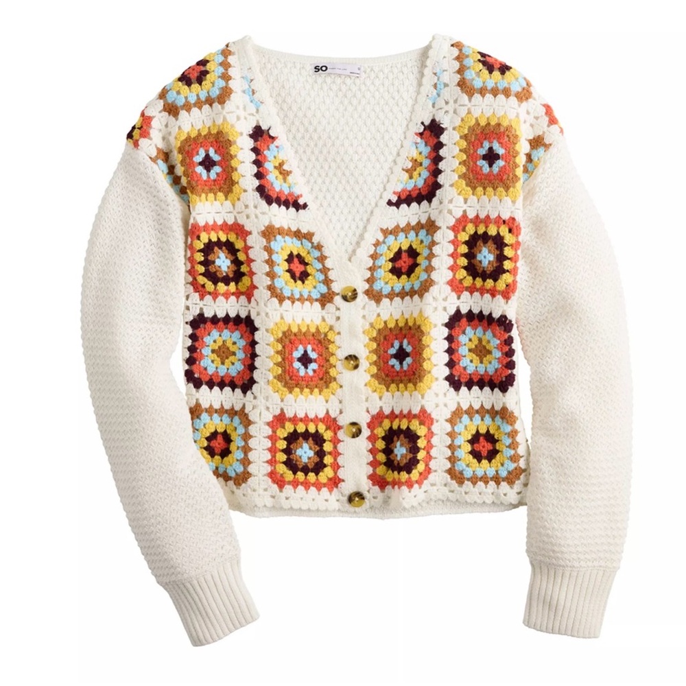 Cropped patchwork square cardigan